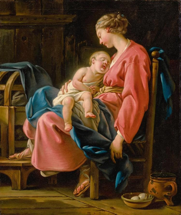Hallè Noël - Il sonno, Madre con il figlio addormentato